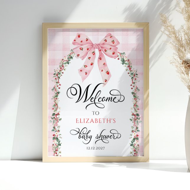 Poster Baby shower de la boue rose fraise (Créateur téléchargé)