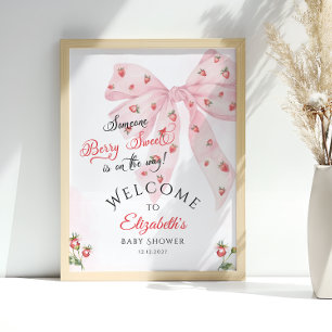 Poster Baby shower de la boue rose fraise