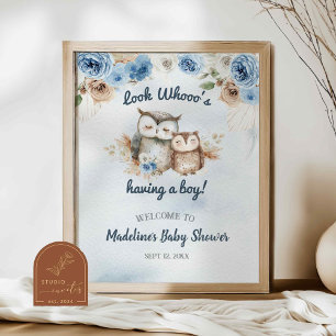 Poster Baby shower de la Chouette du Boho Bleu