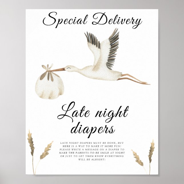 Poster Baby shower de la cigogne - Late night couches jeu (Devant)