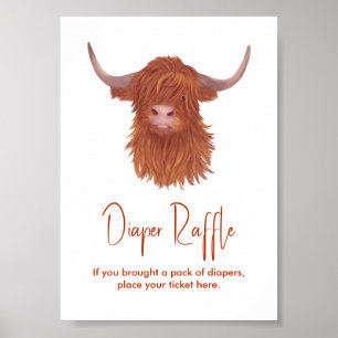 Poster Baby shower de la vache de l'Highland Raffle