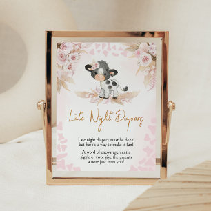 Poster Baby shower de la vache rose Diapositives nocturne
