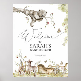 Poster Baby shower de l'Affiche de bienvenue des animaux
