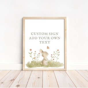 Poster Baby shower de lapin de forêt de bois Texte person