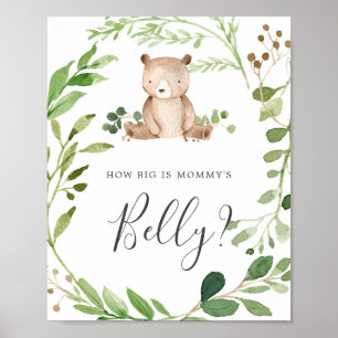 Poster Baby shower de l'ours Devine quelle est la taille 