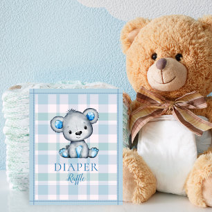 Poster Baby shower de l'ours gris mou de la table de carr