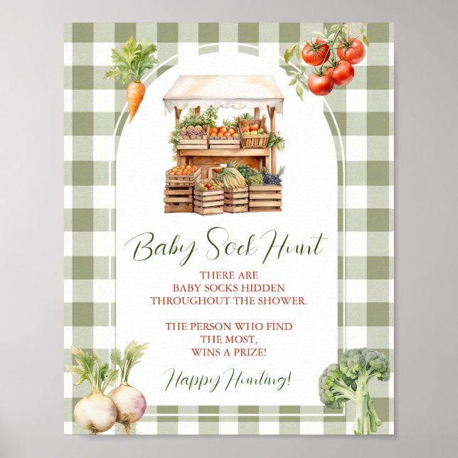 Poster Baby shower de marché cultivé localement Chasse de (Devant)