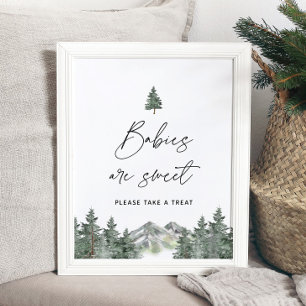 Poster Baby shower de montagne Les bébés sont doux signe