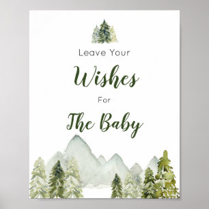 Poster Baby shower de montagne Pine Tree Voeux pour bébé