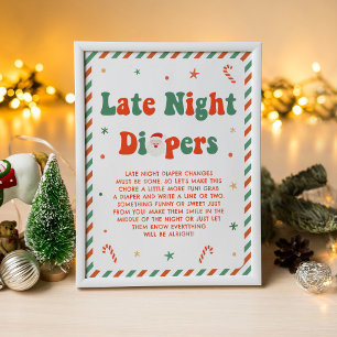 Poster Baby shower de Noël Late Night Diapés