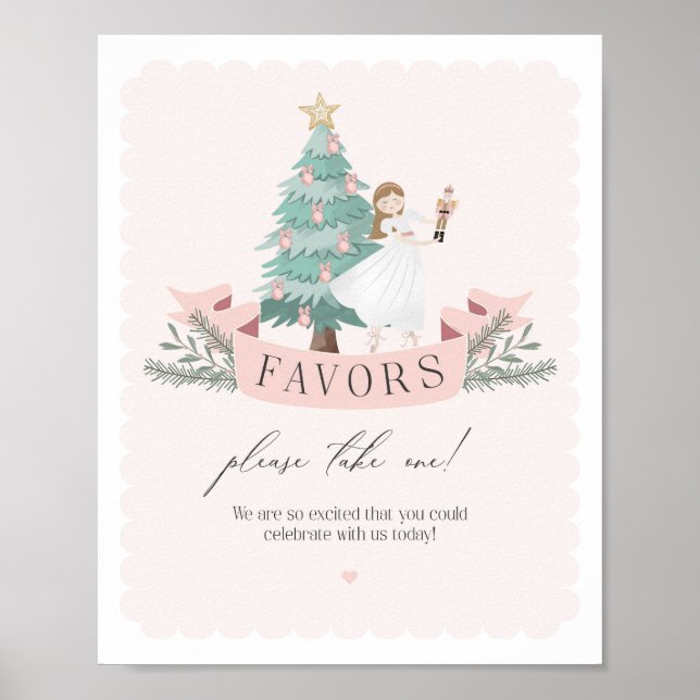 Poster baby shower de noisette rose signe de faveur (Devant)