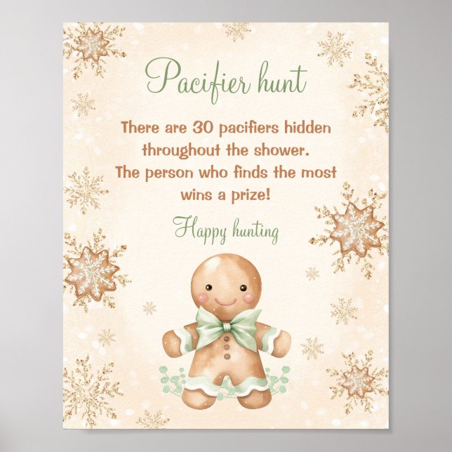 Poster Baby shower de pain d'épice Pacifique chasse jeu (Devant)