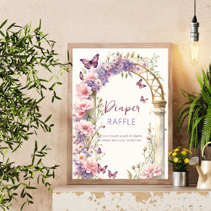 Poster Baby shower de papillons enchanté tombole de couch