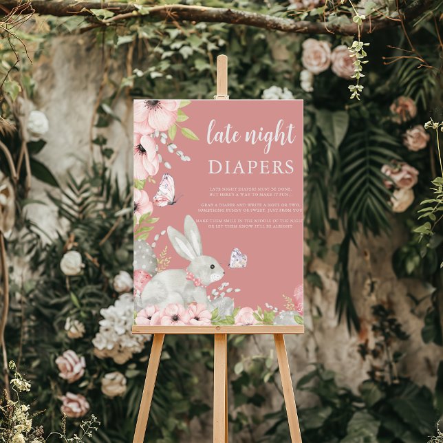 Poster Baby shower de Pâques Floral Diapositives nocturne (Créateur téléchargé)