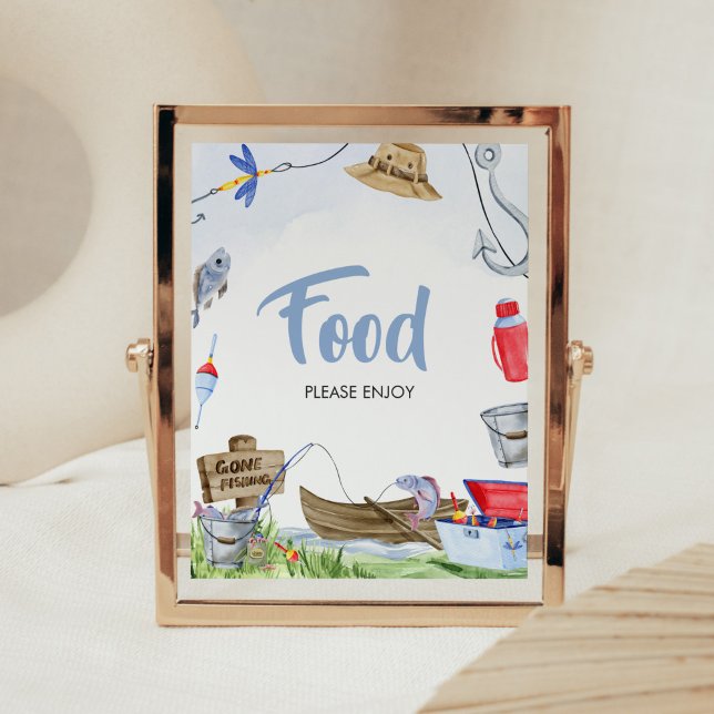 Poster Baby shower de pêche (Little Fisherman Baby Shower Food SIgn)