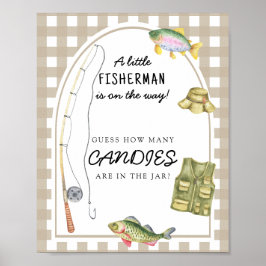 Poster Baby shower de pêche - devinez combien de bonbons