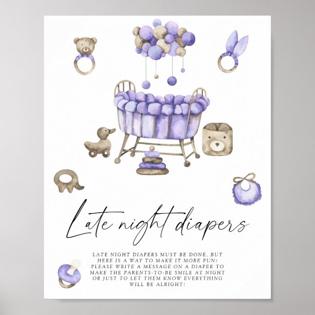 Poster Baby shower de pépinière - Late night couches jeu (Devant)