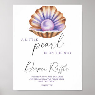 Poster baby shower de perle d'aquarelle Rupture de couche