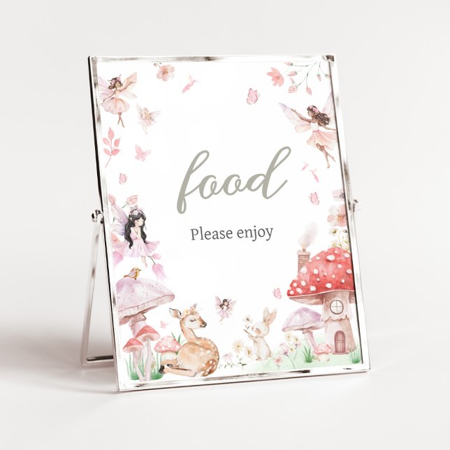 Poster Baby shower de petite fée Whimsical (Little Fairy Whimsical Baby Shower Food Sign)