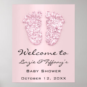 Poster Baby shower de pieds de bienvenue Nouvelle fille r