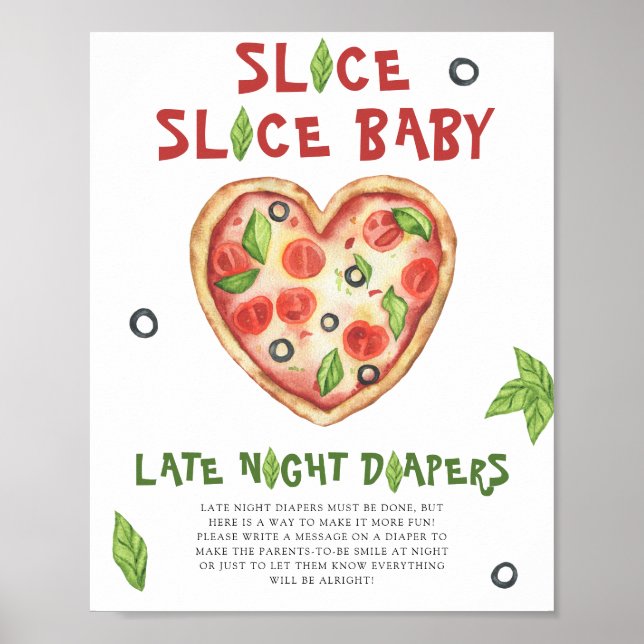 Poster Baby shower de pizza - couches de nuit (Devant)