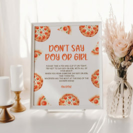 Poster Baby shower de pizza Ne dites pas garçon ou fille
