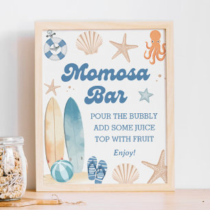 Poster Baby shower de plage Côte Momosa Bar