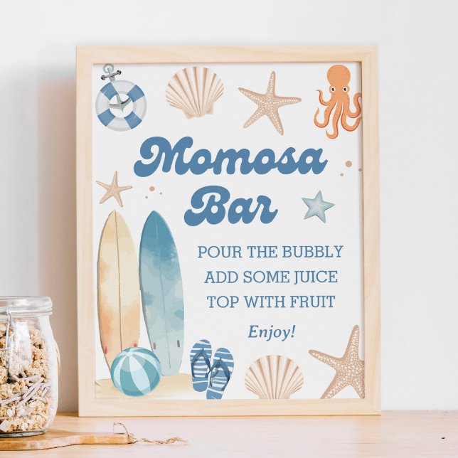 Poster Baby shower de plage Côte Momosa Bar (Créateur téléchargé)