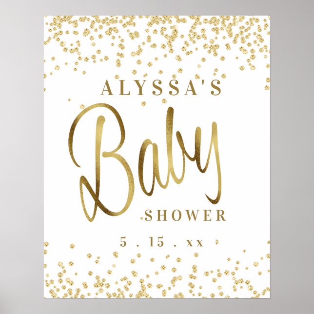 Poster Baby shower de police de script de Parties scintil (Devant)