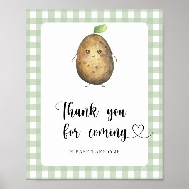Poster Baby shower de pomme de terre - Merci pour venir (Devant)
