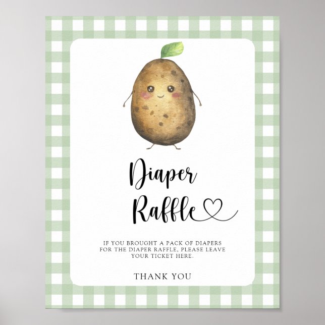Poster Baby shower de pomme de terre - tombola de couche (Devant)