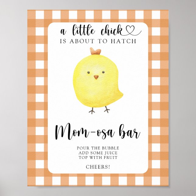 Poster Baby shower de poulet - Momosa bar (Devant)