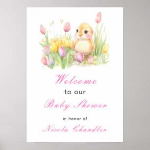 Poster Baby shower de poussette de printemps