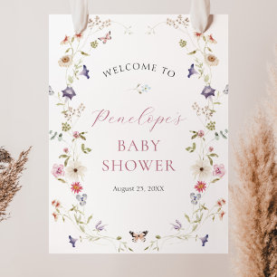 Poster Baby shower de prairie fleur sauvage