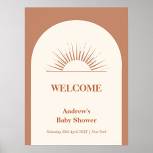 Poster Baby shower de soleil minimaliste Boho Arch
