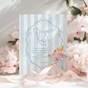 Poster Baby shower de tirage au filet blanc Bleu rayures