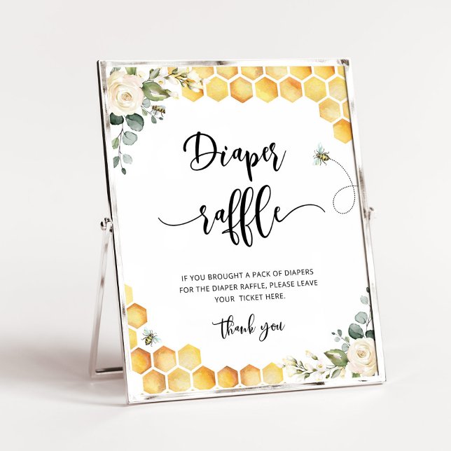 Poster Baby shower de tombole de la couche d'abeille (Créateur téléchargé)