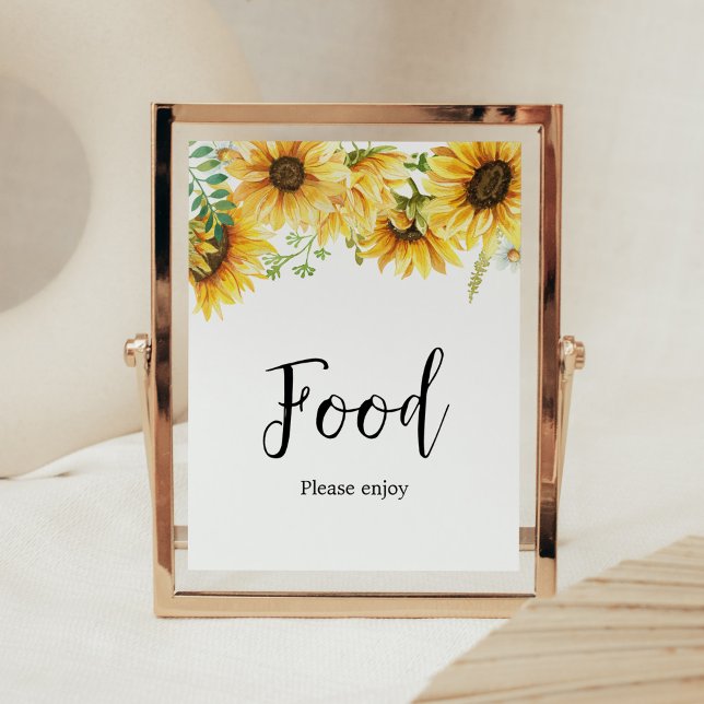 Poster Baby shower de tournesol (Sunflower Girl Baby Shower Food Sign)