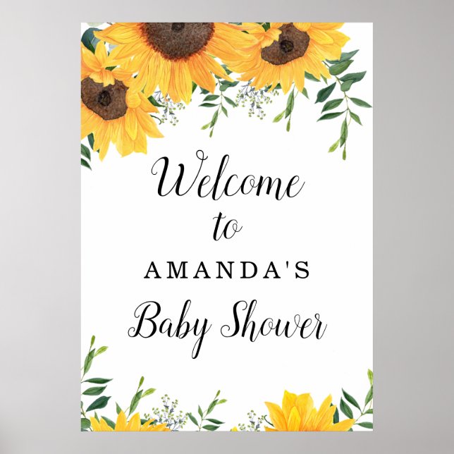 Poster Baby shower de tournesol Bienvenue (Devant)