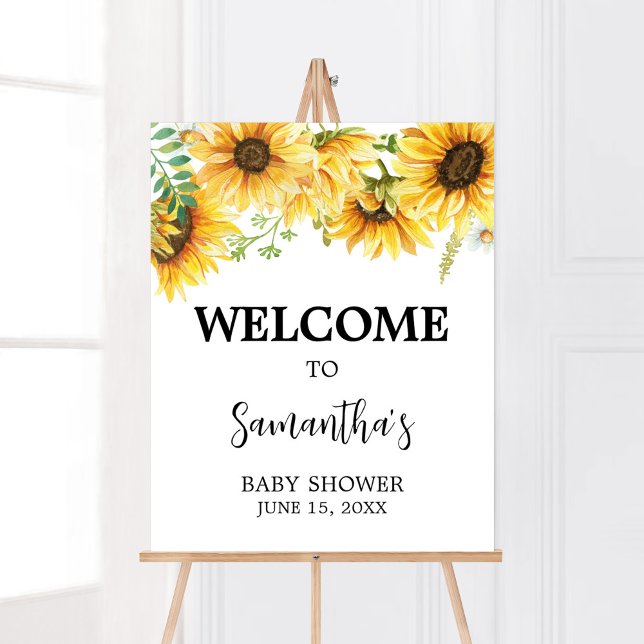 Poster Baby shower de tournesol Bienvenue (Sunflower Girl Baby Shower Welcome Sign)
