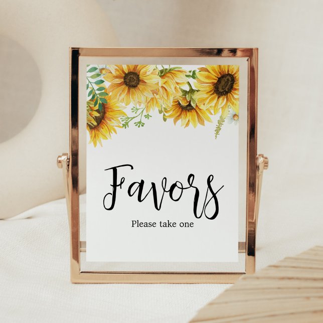 Poster Baby shower de tournesol Faveurs (Sunflower Girl Baby Shower Favors Sign)