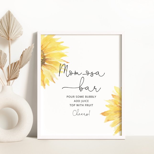 Poster Baby shower de tournesol minimaliste Momosa bar Po (Créateur téléchargé)