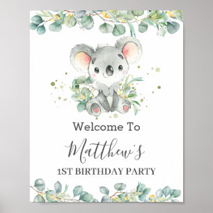 Poster Baby shower de verdure Cute Koala Accueil