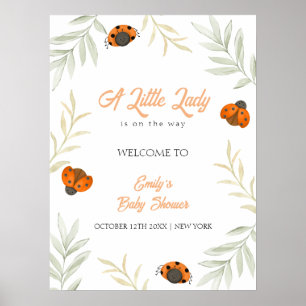 Poster Baby shower de verdure de Ladybug de l'automne