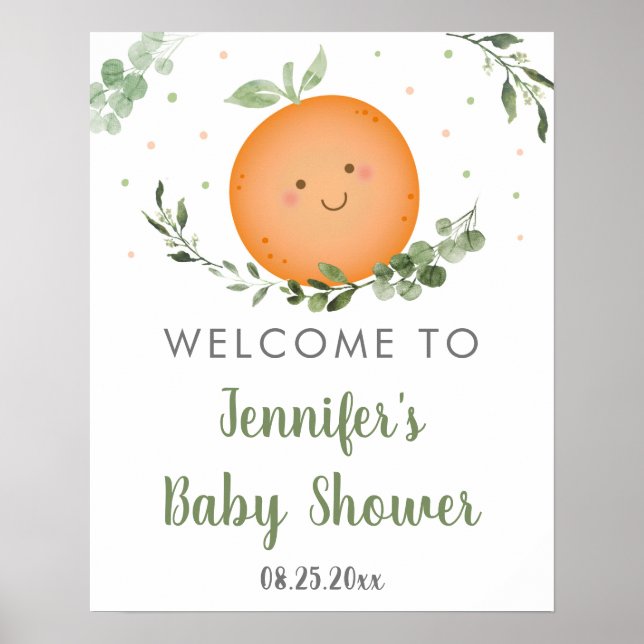 Poster Baby shower de verdure Little Cutie Bienvenue (Devant)