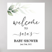 Baby shower de verdure simple Panneau de bienvenue