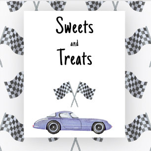 Poster Baby shower de voiture de course Douceurs et frian