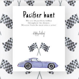 Poster Baby shower de voiture de course Jeu de chasse Pac