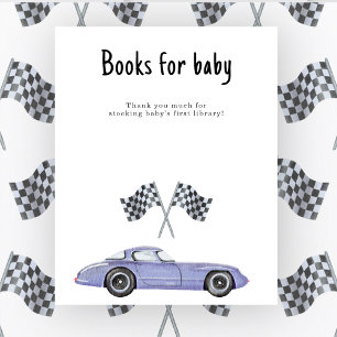 Poster Baby shower de voiture de course Livres pour bébé