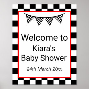 Poster Baby shower de voiture de course SIGNÉ IMPRIMÉ